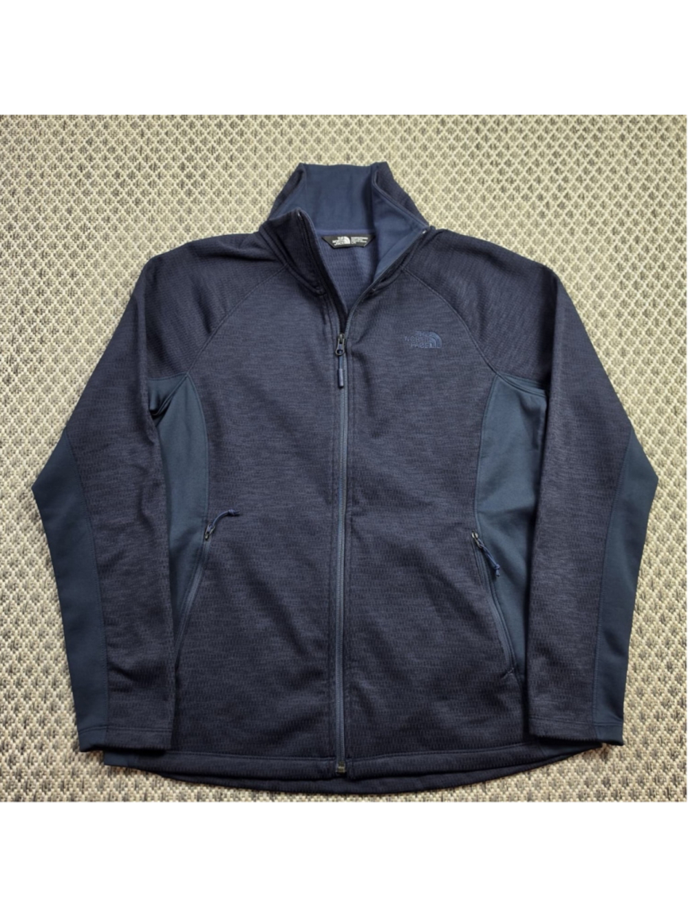 The North Face Womens Large Full Zip Fleece Jacket Blue Textured Outdoor L
